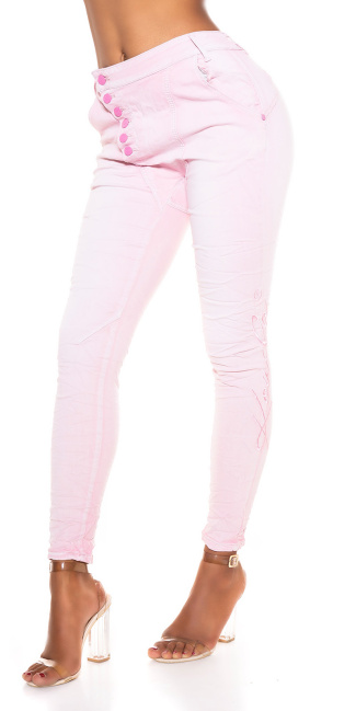 skinny button-fly jeans roze